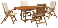 vidaXL Gartenlounge-Set 5-teiliges Garten-Esszimmer-Set Natur Massivholz