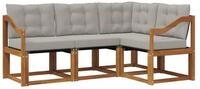 vidaXL Gartenlounge-Set Outdoor-Sofagarnitur 4 stk. Nat&uuml;rlich und Hellgrau,...