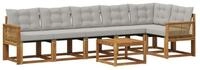 vidaXL Gartenlounge-Set Outdoor-Sofagarnitur 7 stk. Nat&uuml;rlich und Hellgrau,...