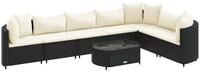 vidaXL Gartenlounge-Set 8-tlg. Garten-Sofagarnitur mit Kissen Schwarz Poly...