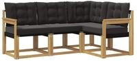 vidaXL Gartenlounge-Set Outdoor-Sofagarnitur 4 stk. Wei&szlig; und Schwarz, (4-tlg)