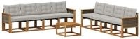 vidaXL Gartenlounge-Set Outdoor-Sofagarnitur 9 stk. Nat&uuml;rlich und Hellgrau,...