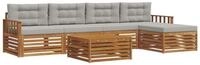 vidaXL Gartenlounge-Set Outdoor-Sofagarnitur 6 stk. Nat&uuml;rlich und Hellgrau,...