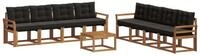 vidaXL Gartenlounge-Set Outdoor-Sofagarnitur 9 stk. Nat&uuml;rlich und Schwarz,...