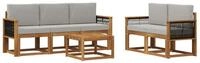 vidaXL Gartenlounge-Set Outdoor-Sofagarnitur 6 stk. Nat&uuml;rlich und Hellgrau,...