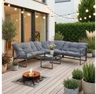 casa.pro Loungeset, (Set, 4-tlg), &raquo;Karg&laquo; Sofa mit Couchtisch Kissen Dunkelgrau
