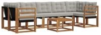 vidaXL Gartenlounge-Set Outdoor-Sofagarnitur 8 stk. Nat&uuml;rlich und Hellgrau,...