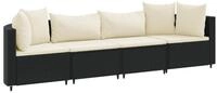 vidaXL Gartenlounge-Set 4-tlg. Garten-Sofagarnitur mit Kissen Schwarz Poly...
