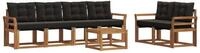 vidaXL Gartenlounge-Set Outdoor-Sofagarnitur 7 stk. Nat&uuml;rlich und Schwarz,...