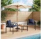 vidaXL Loungeset vidaXL Gartenm&ouml;bel-Set 3 stk. Grau und Marineblau Poly-Rattan
