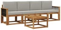 vidaXL Gartenlounge-Set Outdoor-Sofagarnitur 4 stk. Nat&uuml;rlich und Hellgrau,...