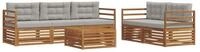 vidaXL Gartenlounge-Set Outdoor-Sofagarnitur 6 stk. Nat&uuml;rlich und Hellgrau,...