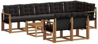 vidaXL Gartenlounge-Set Outdoor-Sofagarnitur 9 stk. Nat&uuml;rlich und Schwarz,...