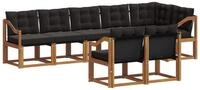 vidaXL Gartenlounge-Set Outdoor-Sofagarnitur 8 stk. Nat&uuml;rlich und Schwarz,...