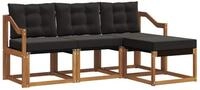 vidaXL Gartenlounge-Set Outdoor-Sofagarnitur 4 stk. Nat&uuml;rlich und Schwarz,...
