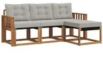 vidaXL Gartenlounge-Set Outdoor-Sofagarnitur 4 stk. Nat&uuml;rlich und Hellgrau,...
