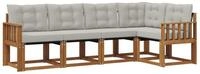 vidaXL Gartenlounge-Set Outdoor-Sofagarnitur 5 stk. Nat&uuml;rlich und Hellgrau,...