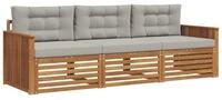 vidaXL Gartenlounge-Set Outdoor-Sofagarnitur 3 stk. Nat&uuml;rlich und Hellgrau,...