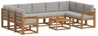 vidaXL Gartenlounge-Set Outdoor-Sofagarnitur 10 stk. Nat&uuml;rlich und Hellgrau,