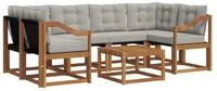 vidaXL Gartenlounge-Set Outdoor-Sofagarnitur 7 stk. Nat&uuml;rlich und Hellgrau,...