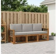 vidaXL Gartenlounge-Set vidaXL Outdoor-Sofagarnitur 3 stk. Nat&uuml;rlich und...
