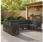 vidaXL Loungeset vidaXL Gartensofa-set 9 stk. Grau Poly-Rattan