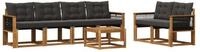 vidaXL Gartenlounge-Set Outdoor-Sofagarnitur 7 stk. Nat&uuml;rlich und Schwarz,...