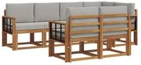 vidaXL Gartenlounge-Set Outdoor-Sofagarnitur 7 stk. Nat&uuml;rlich und Hellgrau,...