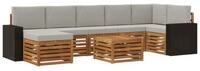 vidaXL Gartenlounge-Set Outdoor-Sofagarnitur 8 stk. Nat&uuml;rlich und Hellgrau,...