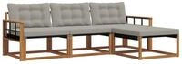 vidaXL Gartenlounge-Set Outdoor-Sofagarnitur 4 stk. Nat&uuml;rlich und Hellgrau,...