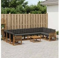 vidaXL Gartenlounge-Set vidaXL Outdoor-Sofagarnitur 11 stk. Nat&uuml;rlich und...