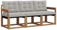 vidaXL Gartenlounge-Set Outdoor-Sofagarnitur 3 stk. Nat&uuml;rlich und Hellgrau,...