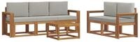 vidaXL Gartenlounge-Set Outdoor-Sofagarnitur 6 stk. Nat&uuml;rlich und Hellgrau,...