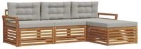 vidaXL Gartenlounge-Set Outdoor-Sofagarnitur 4 stk. Nat&uuml;rlich und Hellgrau,...