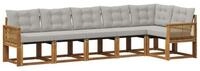vidaXL Gartenlounge-Set Outdoor-Sofagarnitur 6 stk. Nat&uuml;rlich und Hellgrau,...