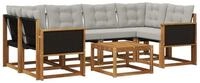 vidaXL Gartenlounge-Set Outdoor-Sofagarnitur 7 stk. Nat&uuml;rlich und Hellgrau,...