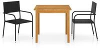 vidaXL Loungeset vidaXL 3-tlg. Garten-Essgruppe Schwarz