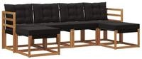 vidaXL Gartenlounge-Set Outdoor-Sofagarnitur 6 stk. Nat&uuml;rlich und Schwarz,...