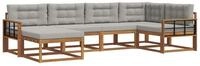vidaXL Gartenlounge-Set Outdoor-Sofagarnitur 6 stk. Nat&uuml;rlich und Hellgrau,...