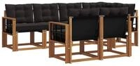 vidaXL Gartenlounge-Set Outdoor-Sofagarnitur 7 stk. Nat&uuml;rlich und Schwarz,...