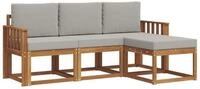 vidaXL Gartenlounge-Set Outdoor-Sofagarnitur 4 stk. Nat&uuml;rlich und Hellgrau,...