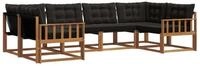 vidaXL Gartenlounge-Set Outdoor-Sofagarnitur 6 stk. Nat&uuml;rlich und Schwarz,...