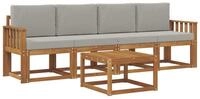 vidaXL Gartenlounge-Set Outdoor-Sofagarnitur 5 stk. Nat&uuml;rlich und Hellgrau,...