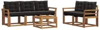 vidaXL Gartenlounge-Set Outdoor-Sofagarnitur 6 stk. Nat&uuml;rlich und Schwarz,...