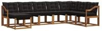 vidaXL Gartenlounge-Set Outdoor-Sofagarnitur 8 stk. Nat&uuml;rlich und Schwarz,...