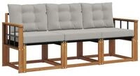 vidaXL Gartenlounge-Set Outdoor-Sofagarnitur 3 stk. Nat&uuml;rlich und Hellgrau,...