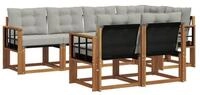vidaXL Gartenlounge-Set Outdoor-Sofagarnitur 7 stk. Nat&uuml;rlich und Hellgrau,...