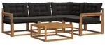 vidaXL Gartenlounge-Set Outdoor-Sofagarnitur 5 stk. Nat&uuml;rlich und Schwarz,...