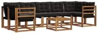 vidaXL Gartenlounge-Set Outdoor-Sofagarnitur 8 stk. Nat&uuml;rlich und Schwarz,...
