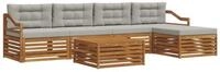 vidaXL Gartenlounge-Set Outdoor-Sofagarnitur 6 stk. Nat&uuml;rlich und Hellgrau,...